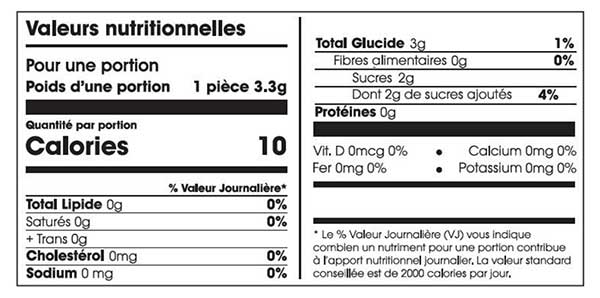 Valeurs nutritionnelles